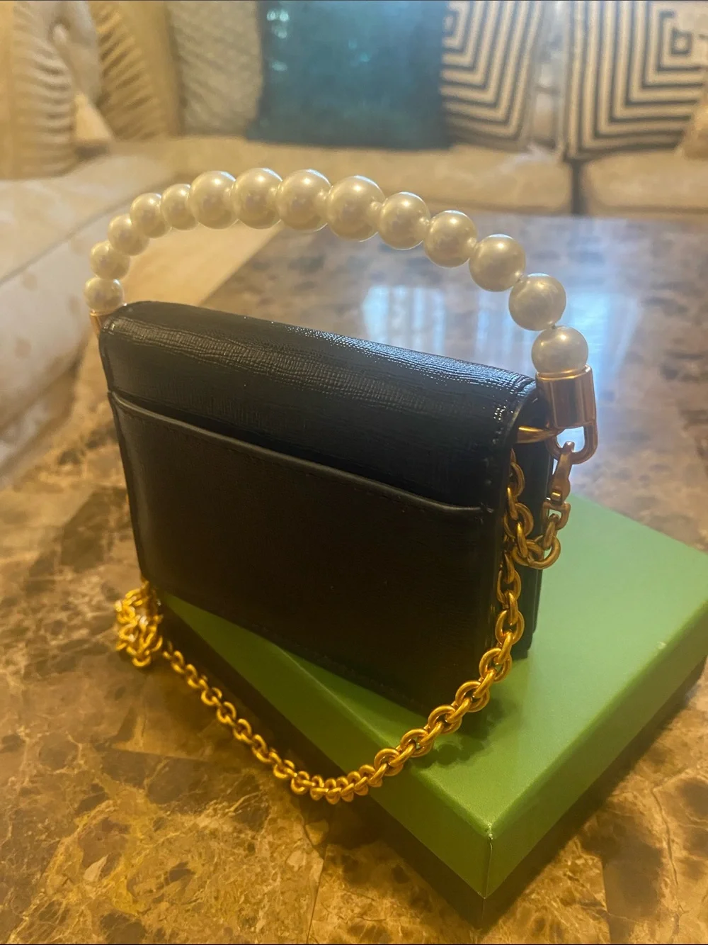 kate spade Black Mini Pearl-Handle Crossbody. The box is included.